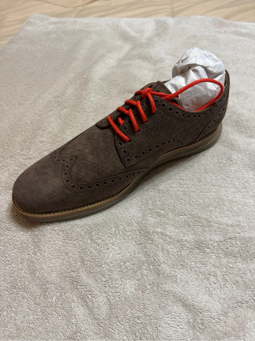 Cole Haan Brown Wingtip Oxford with Orange Laces